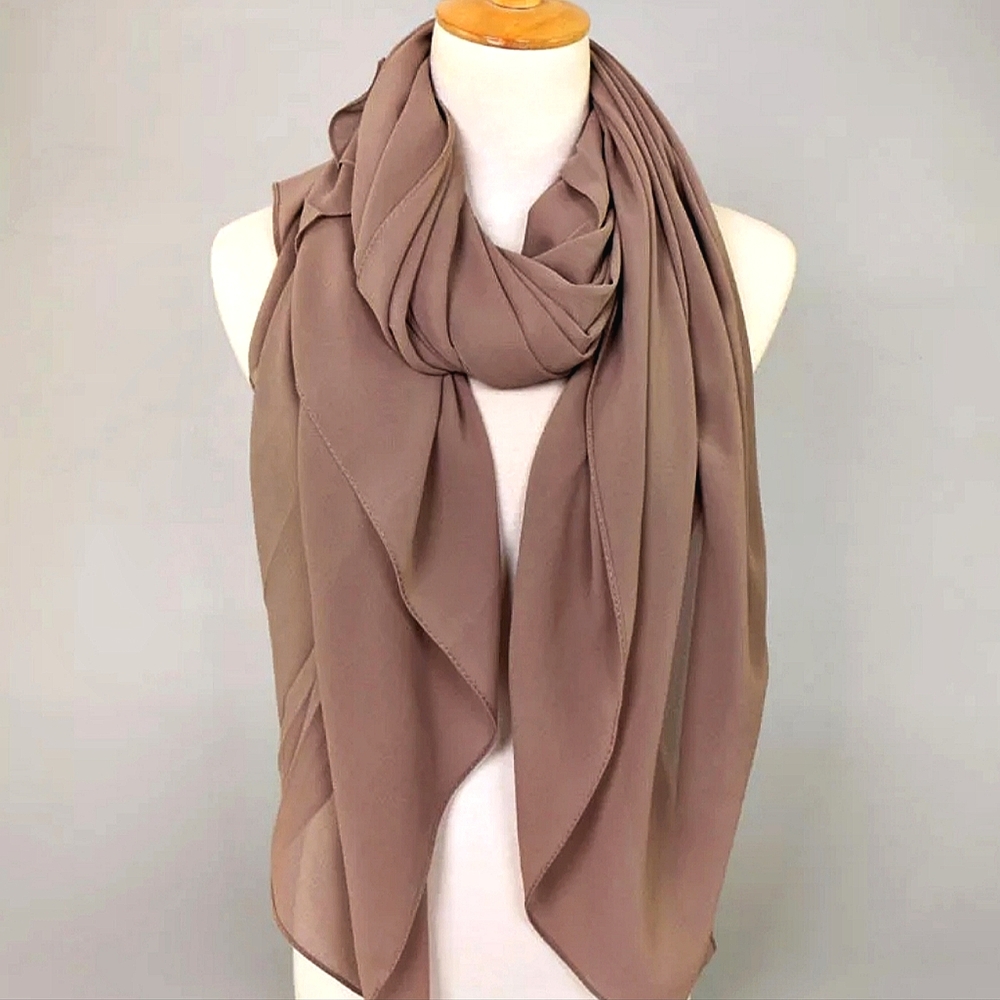 Taupe Brown Chiffon Wrap Scarf, Wedding Shawl Women, Bridal Bridesmaid, Hijab